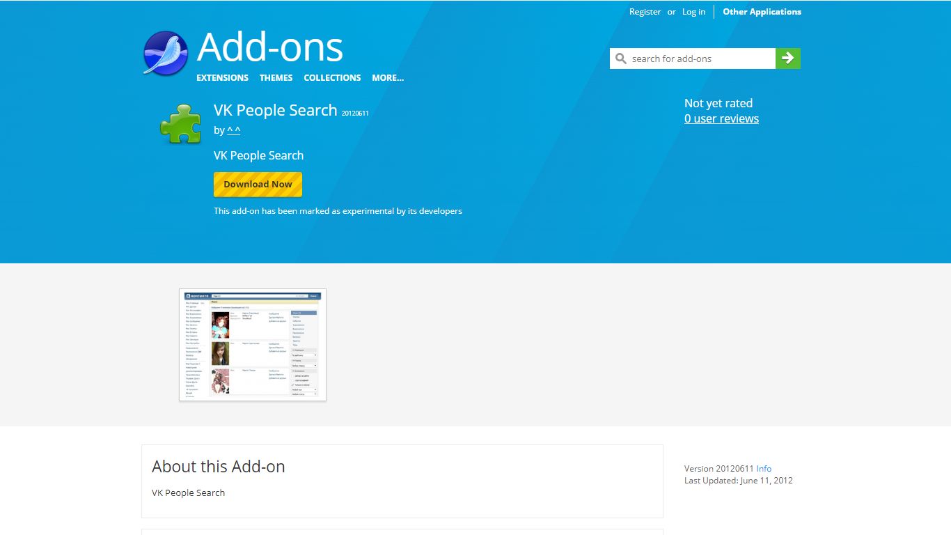 VK People Search :: Add-ons for SeaMonkey