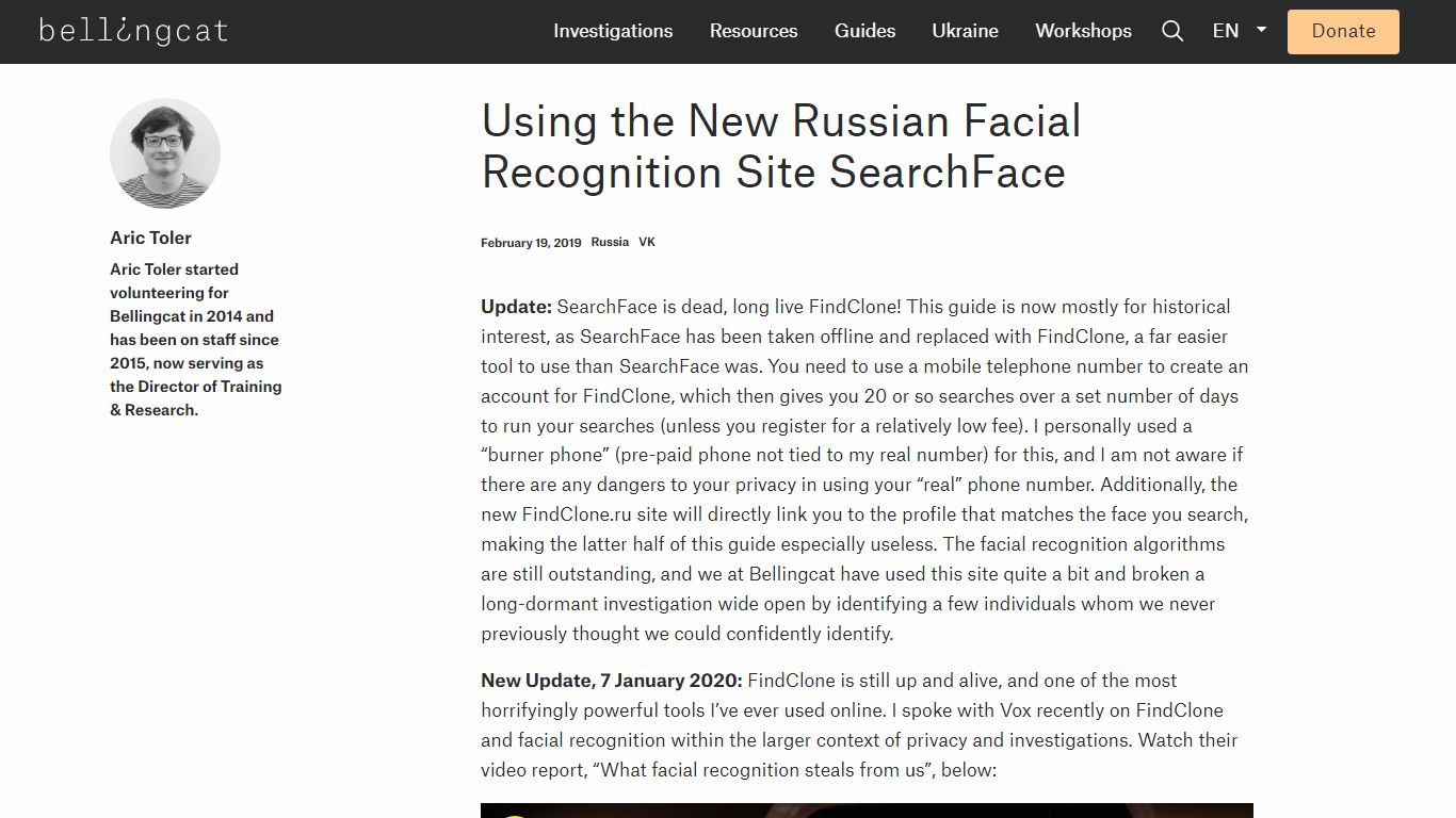 Using the New Russian Facial Recognition Site SearchFace ...